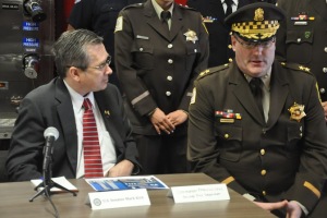 4/26/2015 Event with Senator Mark Kirk (R- IL) John Feal and retired Chicago Fire Fighter and 9/11 volunteer Arthur Noonan at Chicago Fire Department Engine 42